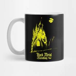 Black Metal Burning Church (yellow version) Mug